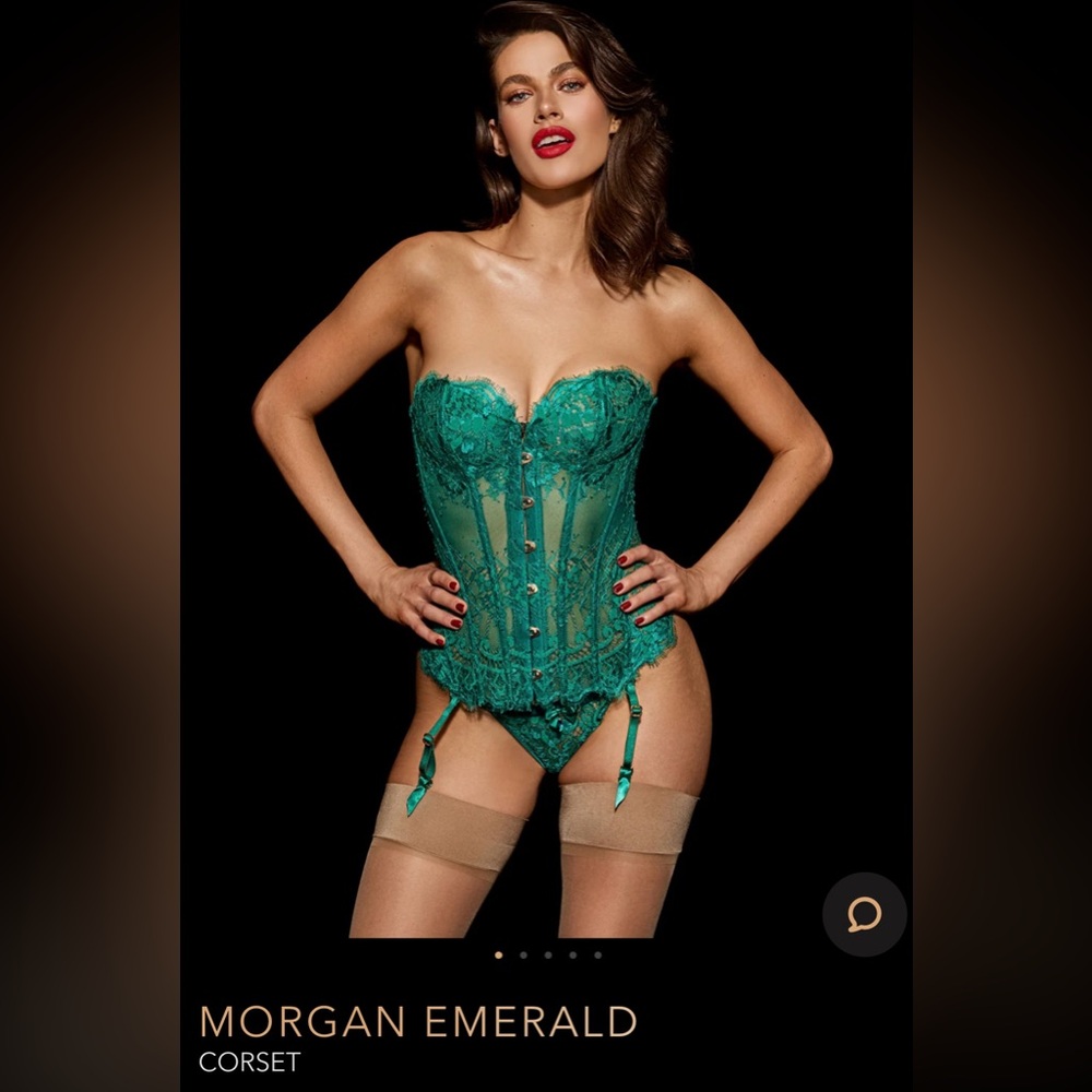 NWT Honey Birdette Emerald Morgan Corset & Panty XS